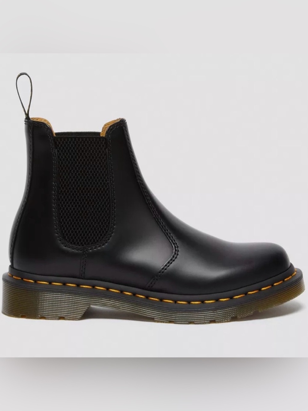 Dr. Martens Black Leather Chelsea Boot with Yellow Stitching